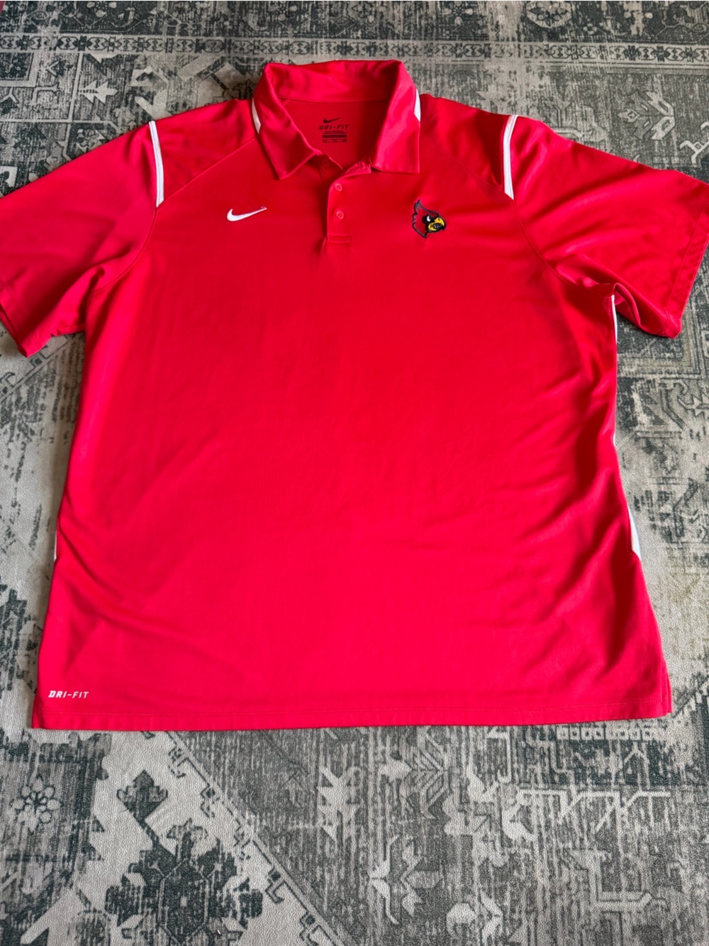 Nike men’s dri fit Louisville Cardinals red polo with white details size XXL